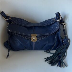 Chic purple Leather Shoulder Bag with Tassel
